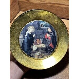 Arcoroc France Gold Leaf Religious Holy Mary Baby Jesus Plate Marye Kelly 8in